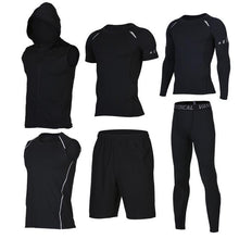 Quick Dry Men's Running Sets 6pieces/sets Compression Sports Suits Basketball Tights Clothes Gym Fitness Jogging Sportswear