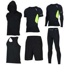Quick Dry Men's Running Sets 6pieces/sets Compression Sports Suits Basketball Tights Clothes Gym Fitness Jogging Sportswear