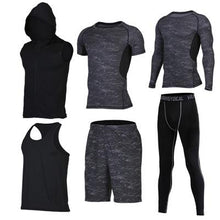 Quick Dry Men's Running Sets 6pieces/sets Compression Sports Suits Basketball Tights Clothes Gym Fitness Jogging Sportswear