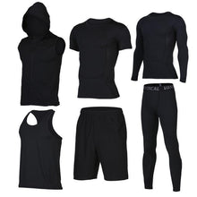 Quick Dry Men's Running Sets 6pieces/sets Compression Sports Suits Basketball Tights Clothes Gym Fitness Jogging Sportswear