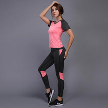 Sexy Yoga Set Women Fitness Running Shirt+Pants Breathable Gym Workout Clothes Compressed Yoga Leggings Sport Suit