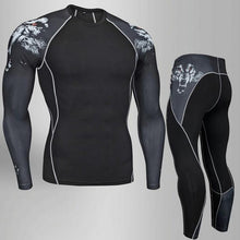 Men's Compression Run jogging Suits Clothes Sports Set 4xl Long t shirt And Pants Gym Fitness workout Tights clothing